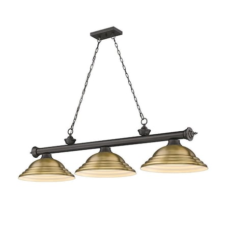 Z-Lite Cordon 3 Light Billiard, Bronze & Rubbed Brass 2306-3BRZ-SRB
